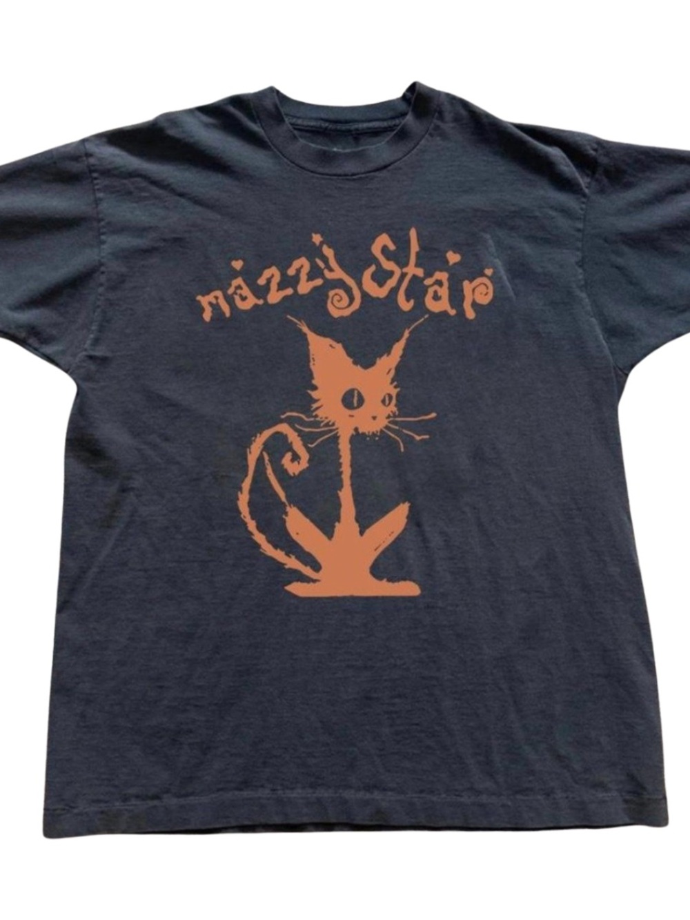 Cat Graphic T-Shirt in Orange on Black